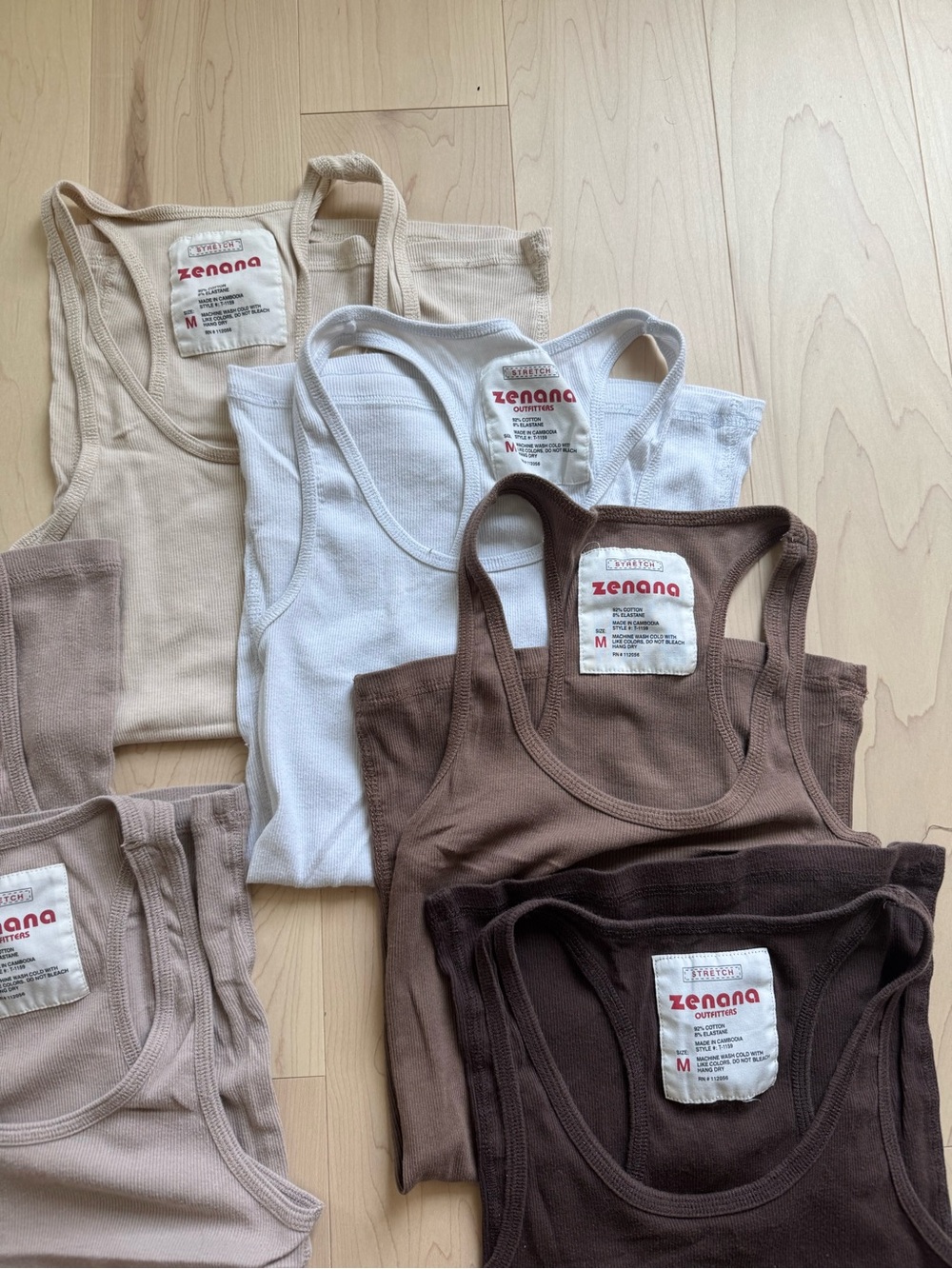 Zenana Ribbed Tank Tops - Multi Neutral Colors - Picture 4 of 7